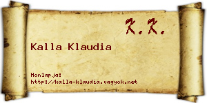 Kalla Klaudia névjegykártya
